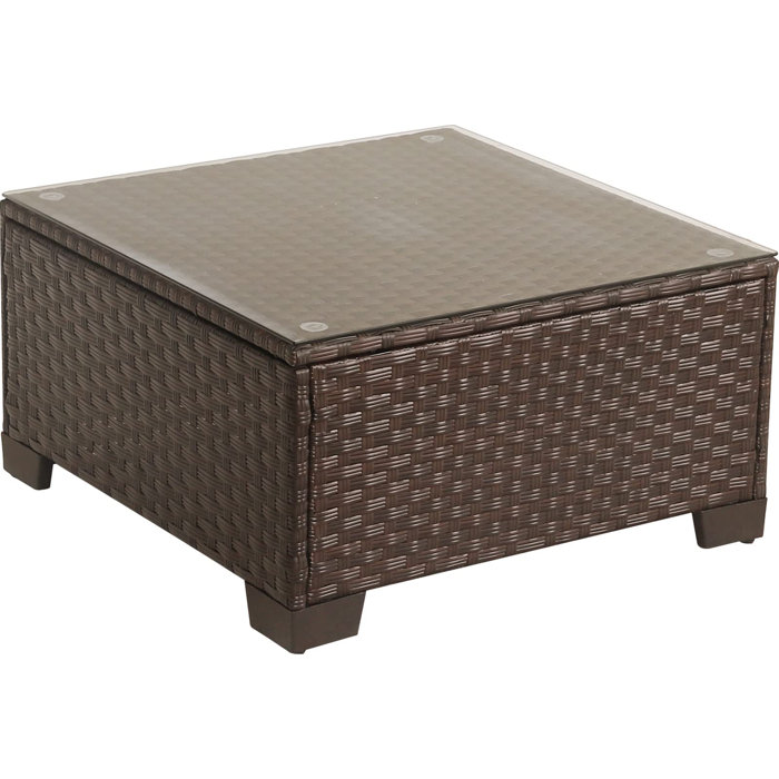 Latitude Run® Outdoor Wicker Coffee Table Patio Square Table